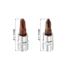 uxcell 1/4" Drive x PH2 & PH3 Phillips Bit Socket Set of 10 Pcs, S2 Steel Bits, CR-V Sockets 1.5" Length (For Hand Use Only)