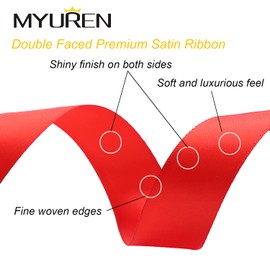 25mm Red Satin Ribbon Double Face Solid Satin Ribbon for Gift Wrapping, Wedding, Party Decoration, DIY Hair Accessories, Sewing, Invitation Embellishments (45 Meters)