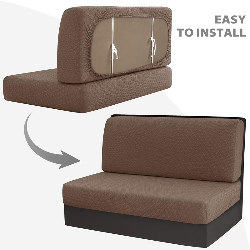Gollense RV Dinette Cushion Covers, Stretch Jacquard Camper Bench Seat