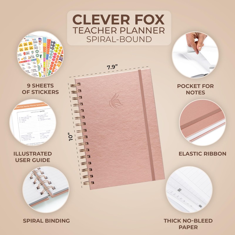 Clever Fox Teacher Planner Spiral – School Year Planner with