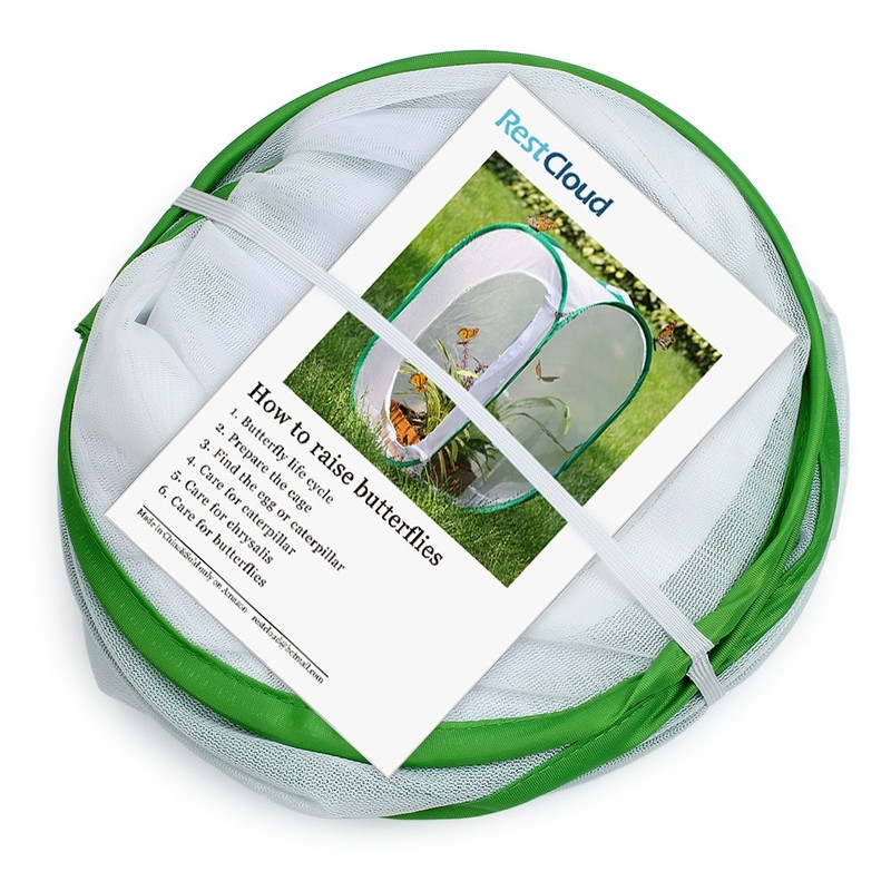 RESTCLOUD Professional Butterfly Habitat Insect Cage Caterpillar Enclosure Pop-up Polyester