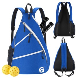 A11N Pickleball Bag, Reversible Crossbody Sling Bag/Backpack for Women Men, Blue & White
