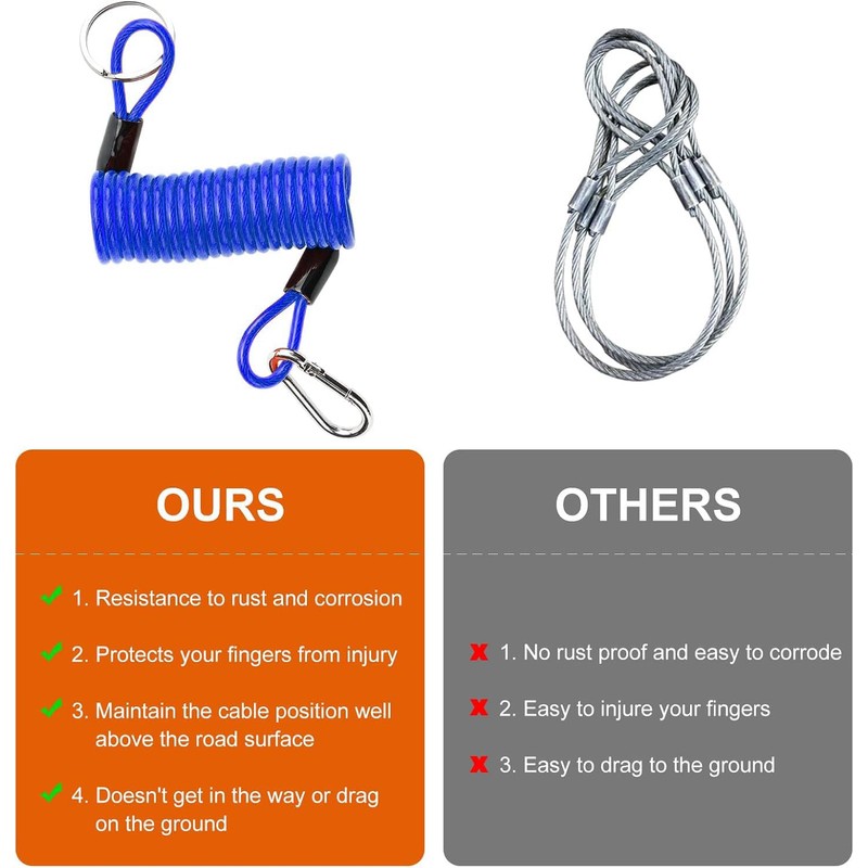 Rnigs 6FT Trailer Breakaway Safety Cable Blue 4Pcs Trailer Brake