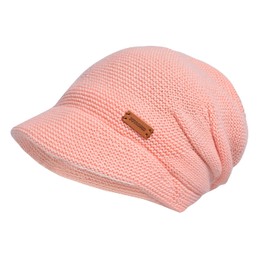 CHUANGLI Women Winter Slouchy Beanie Hat with Warm Fleece Lined Stretchy Snow Knit Hat Chunky Baggy Skull Ski Cap with Visor Pink