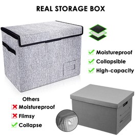 Leffis Comic Book Storage, Box 15.5" X 7.5" X 11.3", Collapsible Comic Short Box with Lids Holds 150 Comics Heavy Duty Comic Book Bin Container (1 pack, grey)