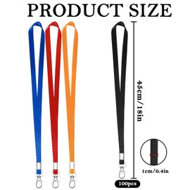 XHDA 100PCS Black Lanyards for Neck, Lanyards for ID Badge, Lanyard with Metal Swivel Hook for ID Card Badge Holder