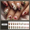 RUPOFUZA Flower Press on Nails Medium Square Fake Nails Glossy