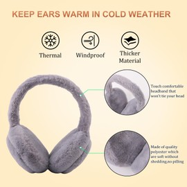 Classic Winter Ear Muff for Women Plush Earmuffs Girls Foldable Boys Ear Cover Cold Weather Ear Warmer (Gray)