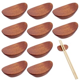 PLIGREAT 10 Pcs Wood Chopsticks Holder, Wooden Chopstick Rest Rack Dinner Spoon Fork Stand for Cutlery Kitchen Tables Decoration