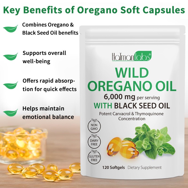 Vortexonix 2 Pack Oregano Oil Supplement, Oil of Oregano Softgels