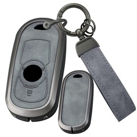 ontto Grey Car Key Case Protective Cover Fits Vauxhall Astra K Sports J GTC Tourer Insignia B Zafira C Mokka Adam Corsa E Metal Leather Key Case Key Case Key Shell 2 Buttons C