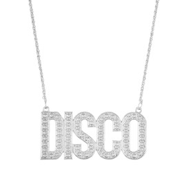 FORUBUS Disco Gold Chain Necklace for Women - Disco Pendant Necklace, 70s Disco Party Jewelry, Disco Accessories for Women Men, Disco Theme Outfit Jewelry-silver