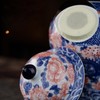 SILINE Porcelain Airtight Canister 45 Oz/1350ml, Blue White with Red