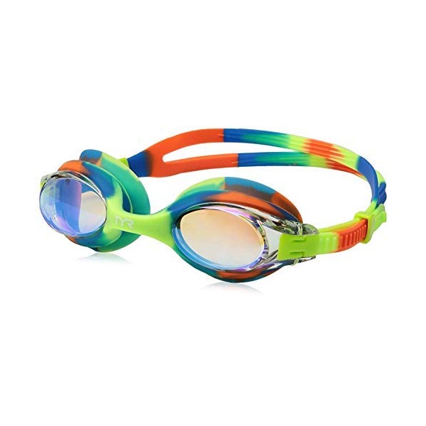 TYR Girls Pink & Purple Swimple Goggles, Blue/Yellow/Pink, One Size