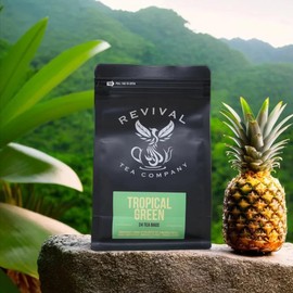 Revival Tea Company Tropical Green Tea - Green Tea Blend with Pineapple and Papaya Flavor - Loose Leaf 6 Ounces