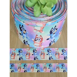 Unbranded 7/8, 1, 1.5 & 3" (1 YD) Blue Dog Grosgrain Ribbon Character Ribbon Bluey - 1 1/2"