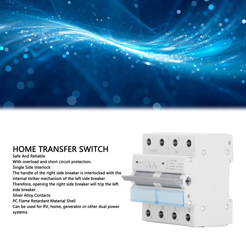 Dual Power Manual Transfer Switch 230VAC 2 Poles DIN Rail