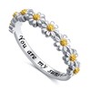 DAOCHONG Sterling Silver You Are My Sunshine Daisy Floral Ring