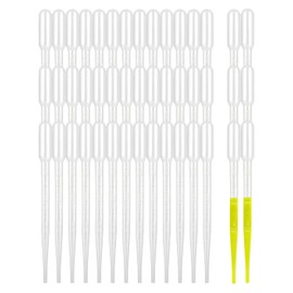 TOZBLEU Dropper Pipettes, Pack of 50 3 ml Pipettes, Plastic Transfer Pipettes, Plastic Pipette Plugs, Plastic Dropper, Disposable Pipettes, Drinking Pipette, Pipette Drain, Pipette Barrel