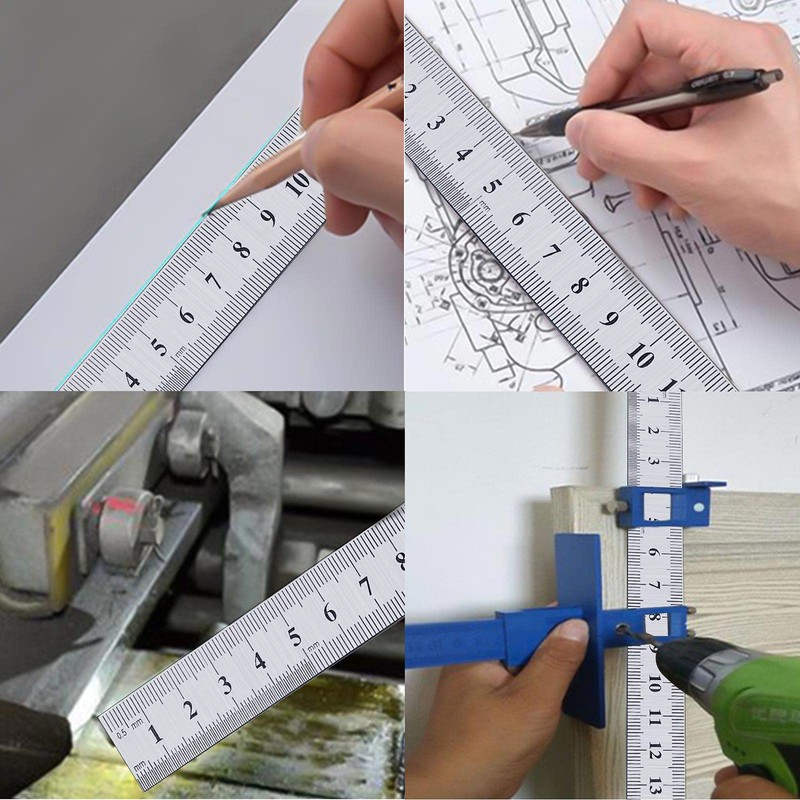Ruler 15 Cm, Metal Ruler Straight Edge For Cutting Centre