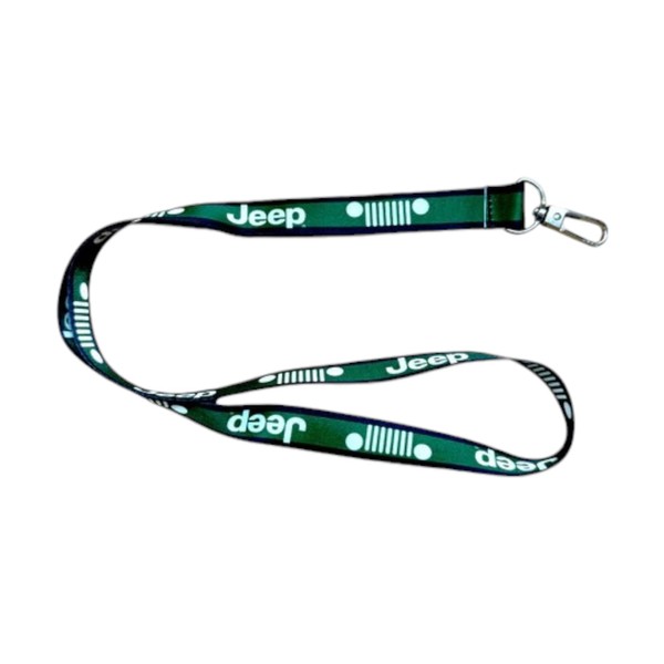 Jeep Iconic Text and Grille Logo Military Green Lanyard -