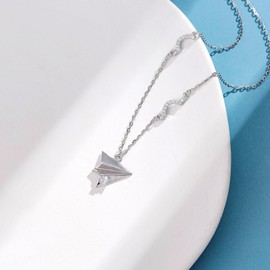 FANCIME Necklace, Women's, Men's, Paper Airplane, Couple, Matching Necklace, Unisex, Zirconia, Silver, S925, Sterling Silver, Couple, White Day, Return, Anniversary, Matching Gift, Gift Wrapping