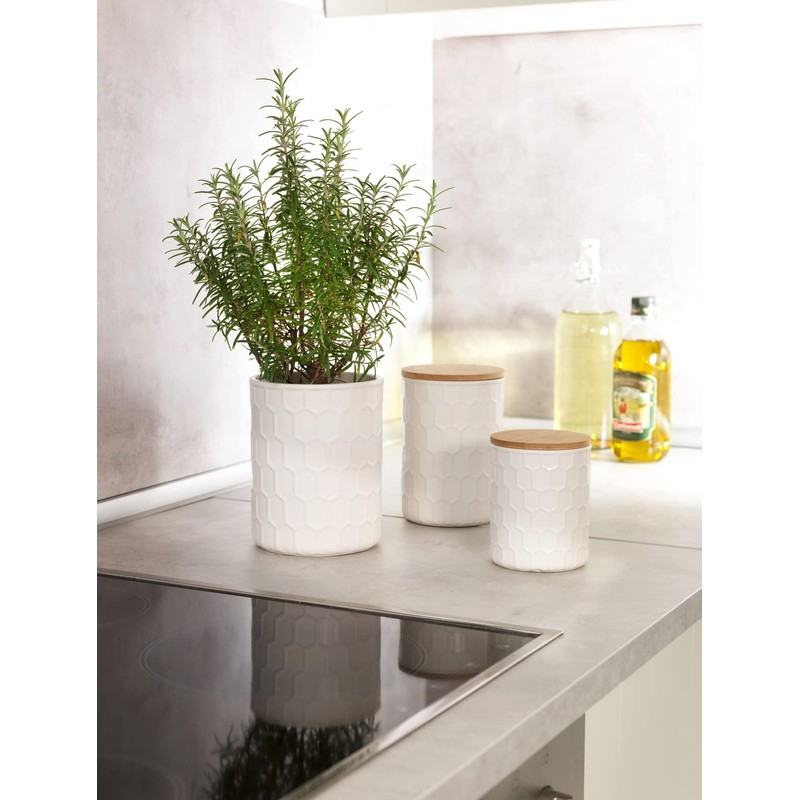 WENKO Maya Storage Tin Made of High-Quality White Ceramic with