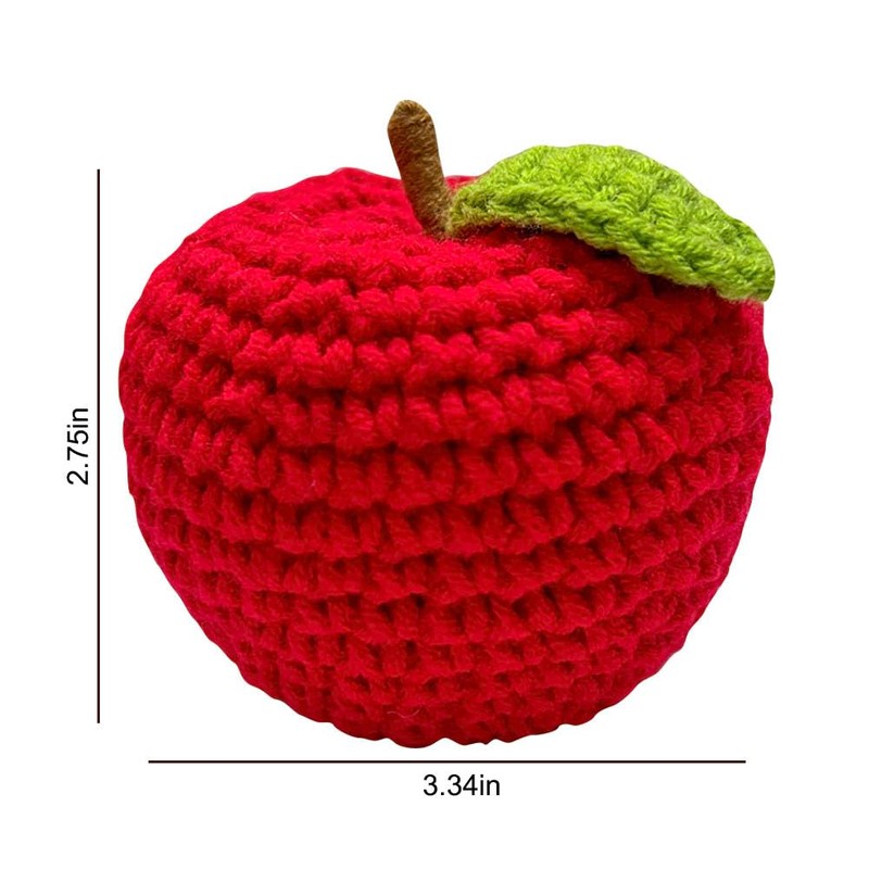 JOONOR 2 Pieces Handmade Crochet Apple Statue,Hand-Knitted Apple with Stem