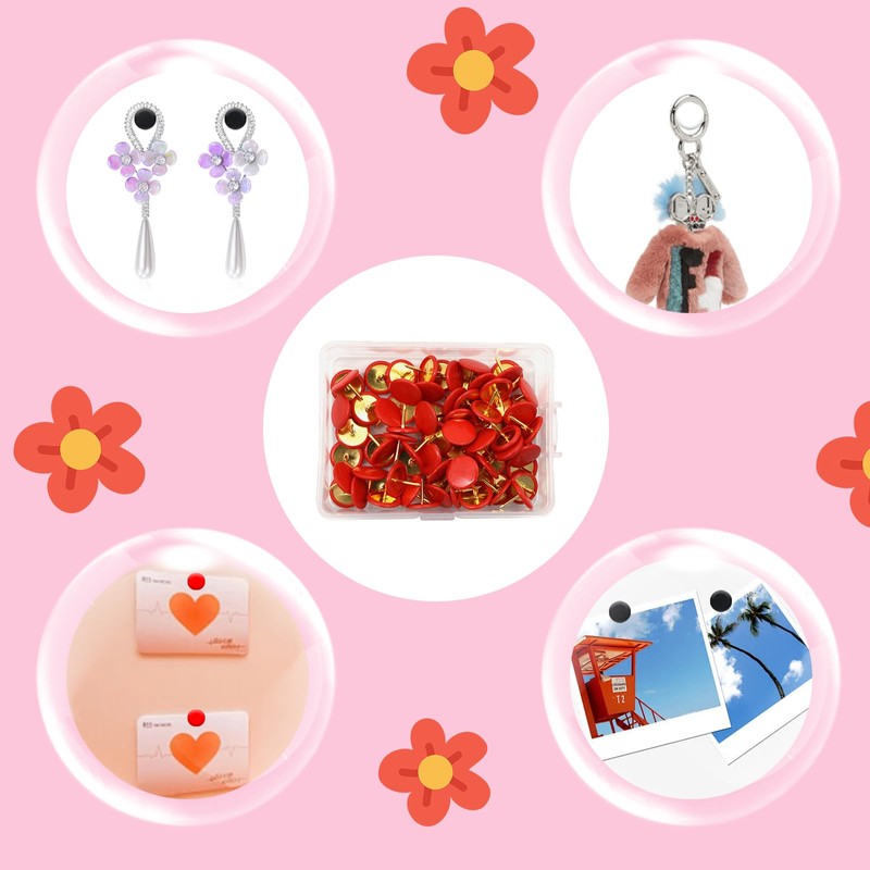 Aiweijia 100Pcs Decorative Flat Push Pin, Plastic Roundness Head Thumbtack,