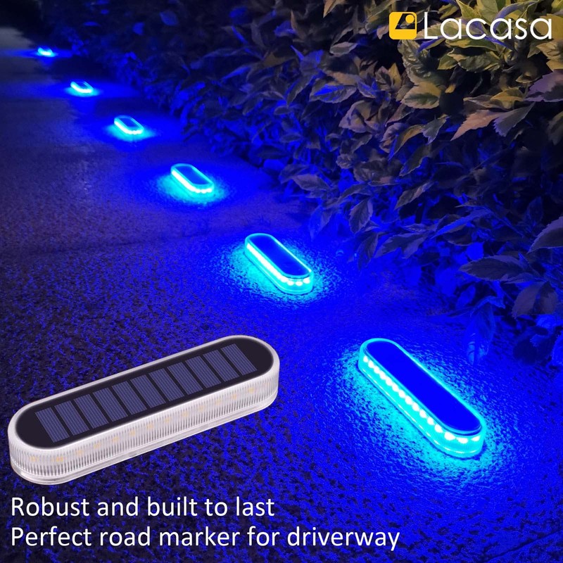 Lacasa Solar Dock Lights Marine 4-Pack - Solar Powered Blue