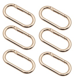 6 PCS Gold Oval Spring Ring Clips, Metal Keychain Purse Clip, O Ring Carabiner Key Rings for Keys, Bag, Handbag, Crafts(1.97 × 0.94 Inch)