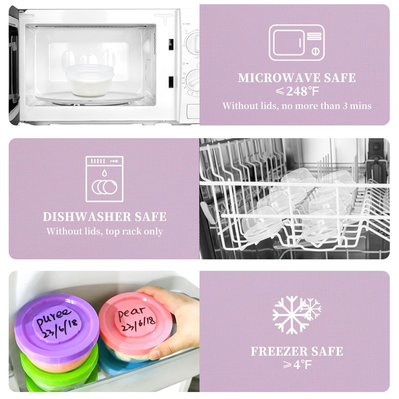TOFLEN Reusable Small Freezer Containers 5 Oz Plastic Food Storage
