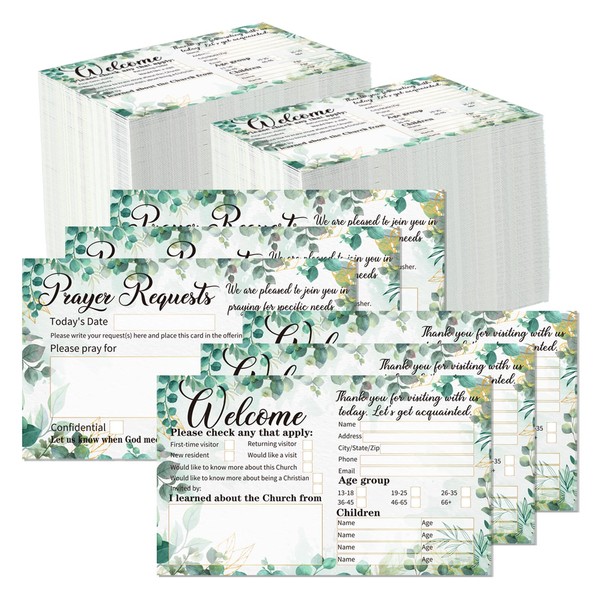 ABURRORI Church Visitor Cards, 500 Pcs Greeting Card, Greenery Eucalyptus