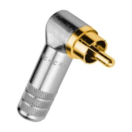 Switchcraft 3502RAAU RCA Plug Right Angle Cable Mount RCA Plug Gold Pin / Nickel