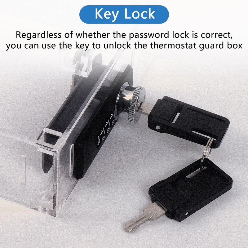 Universal Thermostat Lock Box with Combination and Key Lock, Clear