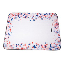Top Tier Family Gear All Stars Picnic Blanket, Waterproof Outdoor Mat with Red and Blue Star Pattern, Foldable Beach and Park Blanket (Border of Red, White, Blue Stars)