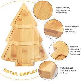 EBOOT 2 Sets Christmas Tree Dessert Serving Dishes White Tree Plates Chip and Dip Set Christmas Serving Platter Christmas Tree Plates Removable White Porcelain Plates with Bamboo Tree Tray for Party