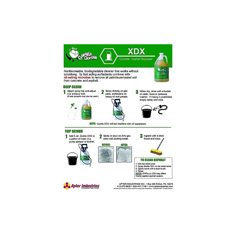 Garage Gorilla XDX Concrete and Asphalt Cleaner, Live Enzymes to
