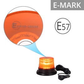 PROZOR 40 LED Magnetic Flashing Beacon Light - Amber Flashing Beacon with 7 Modes 40W IP65 Waterproof LED Flashing Beacon for 12/24V Vehicles Trucks & Emergency Warning (5m Cable)
