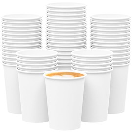 Qunclay 210 Count 12 oz Disposable White Paper Coffee Cups, To Go Hot Cups for Coffee, Chocolate, Juice, Hot or Cold Beverage Drinking Cup Suitable for Party, Office, Travel, and Events