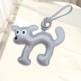 SUBTLE GAMES Bag Charm Keychain, Puppy Shaped Keychain Dachshund Keyring Cute Leather Animal Ornament Charm Gifts for Pet Lovers (2#Sillver)