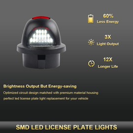 Gempro License Plate Light Assembly LED Tag Lamp Replacement for Ford F150 F250 F350 F450 F550 Super Duty Bronco Excursion Ranger Expedition Explorer Lincoln Pickup Rear Plate Lights, 2PCS