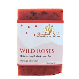 Wild Roses Soap Bar- Long Lasting Body And Hand Soap Bar - Bath and Shower Soaps with Organic Olive, Rice Bran, Castor Oil, Beeswax - For Men Women (1 Bar)