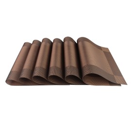 SINGTAN Placemats 6 Pack, 18 X 12 inches Stain Resistant PVC Placemat for Dining Table Woven Vinyl Heat-resistantS Table Mats Easy to Clean,6 Pieces of placemats in a Pack