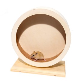 antiai Hamster Wooden Silent Wheel, 9.8 Inch Small Animal Exercise Wheel Accessories, Quiet Spinner Hamster Running Wheels Prevent Depression Toys for Hamsters, Gerbils, Mice and Other Small Pets（L）