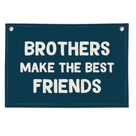 Wheatwin Brothers Make The Best Friends Banner, Boys Room Decor, Toddler Boy Linen Banner Wall Hanging Flag Decor for Nursery 20x30 - Navy Blue