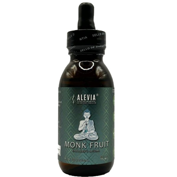 Monk Fruit Orgánico Líquido y un toque de Stevia, Keto, 75 ml, Rinde 500 tazas, Alevia
