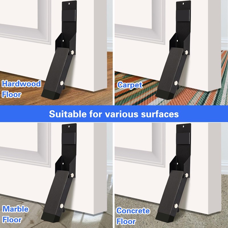 Door Stoppers Adhesive, Kick Down Door Stop Holder Keep Door