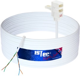 1STec 40m DIY BT Openreach Phone/ADSL Fibre Broadband Kit with Solid Core Twisted Pair Cable + Plug + 2/3a Surface Mount Wall Box + Grommets + Clips + Screws + Instructions (40 Metre, White)