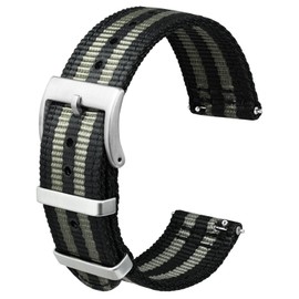 [Anbeer] Nylon Watch Band, Two-Piece Quick Release Replacement Strap with Metal Loop, 20 mm, No Gemstone